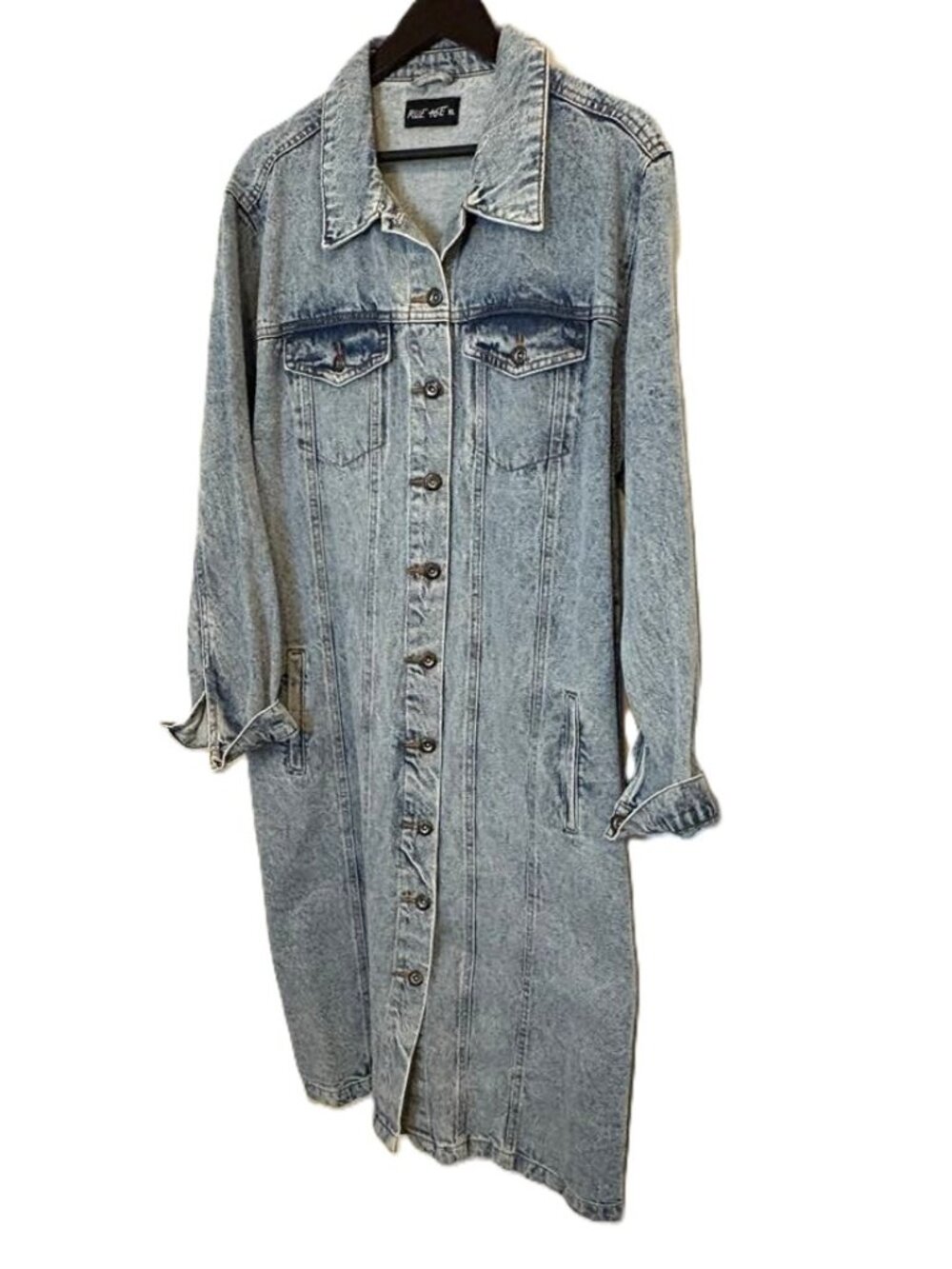Acid Wash Denim Maxi Duster Coat Sz XL